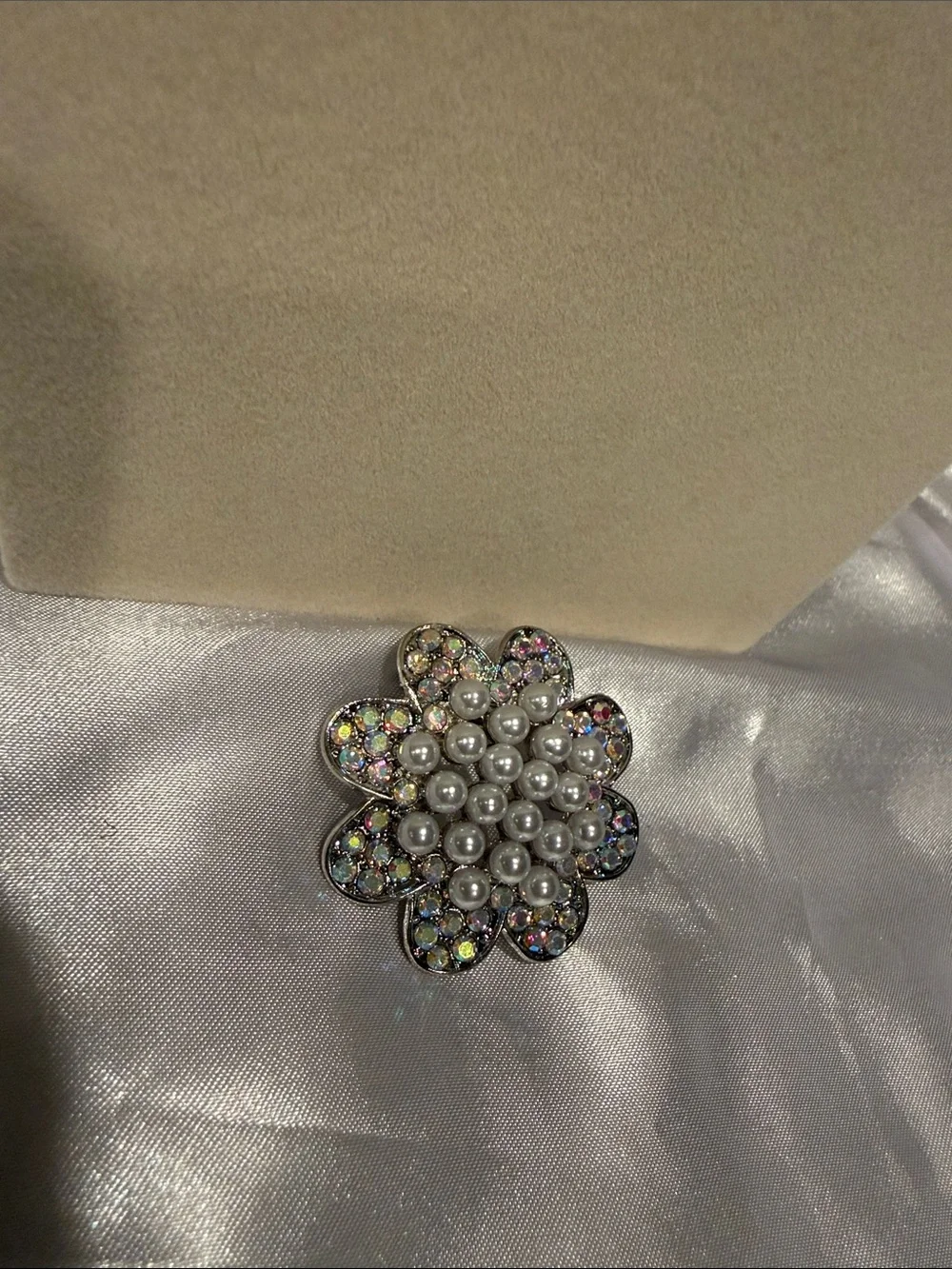 Pearl & Aurora Crystal Flower Brooch - Women Jewelry